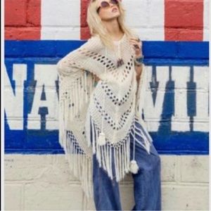 NWT Spell Vintage Route 66 knit poncho cotton OS